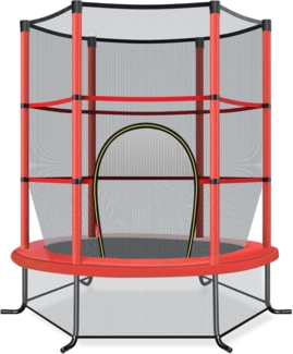 COSTWAY Gartentrampolin mit Sicherheitsnetz, Trampolin bis 45kg belastbar, Indoor-/Outdoortrampolin für Kinder ab 3 Jahre, Ø140cm