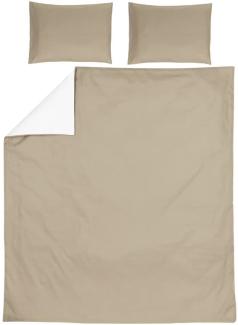 Meyco Home Basic Jersey Uni Bettwäsche Doppelbett (aus 100% Baumwolle, atmungsaktives Material, einfache Pflege, praktischer Einschlagstreifen, Maße: 240x200/220 cm), Taupe/Cremeweiß