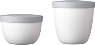 Mepal - Snackpot Duo Pack Ellipse - Praktischer Behälter zur Aufbewahrung & für Transport von Lebensmittel - Tiefkühltauglich - Spülmachinenfest - Weiß