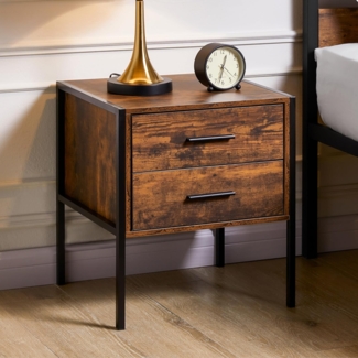 Vida Designs Brooklyn Nachttisch, Dunkles Holz, 2 Schublade