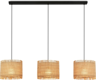 BRILONER - Pendelleuchte mit Strohschirm, E27 Fassung, max. 10 W, Boho, aesthetic, Hängeleuchte, Hängelampe Esstisch, Esszimmerlampe hängend, Wohnzimmerlampe, 110 x 25 x 120 cm (LxBxH), Natur