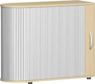 Querrollladenschrank abgerundet mit Standfüßen, 100x40x83cm, Silber Ahorn