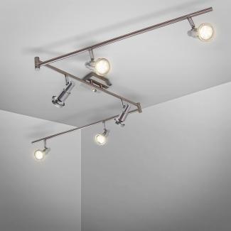 B.K.Licht Deckenleuchte moderne LED Deckenlampe 6-flammig 180cm Metall matt-nickel - BKL1207, LED wechselbar