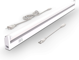 B.K.Licht - LED Leiste mit Ein-Ausschalter, warmweiß bis neutralweiß einstellbar, erweiterbar, Unterbauleuchte Küche, LED Lichtleiste Küche, Schrankbeleuchtung, Küchenlampe, 54,7 x 6,1 x 2,4 cm, Weiß