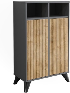 Vicco Midischrank Leano, Anthrazit/Bergeiche, 60 x 97 cm mit 2 Türen