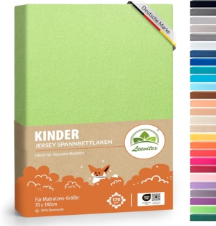 leevitex® Spannbettlaken Kinderbettbezug 70x140 cm – Weich & atmungsaktiv aus Mako-Jersey, Gummizug: Rundumgummizug, (1 Stück), Premium Qualität: Öko-Tex zert, top Passform & pflegeleicht