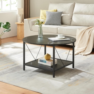 Couchtisch Filem Ø80x46 cm Marmoroptik, schwarz [en. casa]