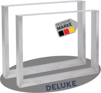 DELUKE® Tischbeine Metall CERMO Silber 72x80cm HxB 2er Set inkl. Schrauben + Bodenschoner Tischgestell Tischkufen 2 Stück Tischbein für Holztisch Esstisch Schreibtisch Sitzbank