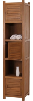 Teak-Hochregal HWC-M87, Badschrank Badregal Badezimmer, hochwertiges B-Grade-Teak (Kernholz, 20-30 Jahre), 181x40cm