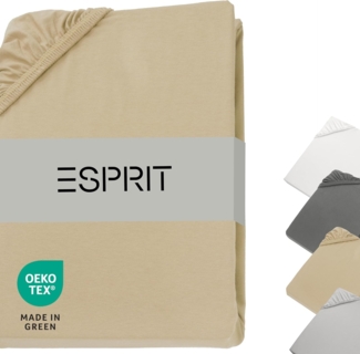 Esprit Spannbettlaken PREMIUM Spannbettlaken, 95% Baumwolle, 5% Elasthan, Gummizug: rundum, (1 Stück), 100 x 200 cm in Beige