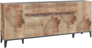 Dmora - Kommode Vittorio, 6-türiges Küchen-Sideboard, Wohnzimmer-Buffet, 100 % Made in Italy, 200 x 40 x 82 cm, Schiefer und Ahorn,