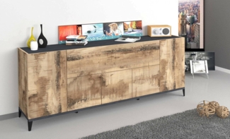 Dmora - Kommode Vittorio, 6-türiges Küchen-Sideboard, Wohnzimmer-Buffet, 100 % Made in Italy, 200 x 40 x 82 cm, Schiefer und Ahorn,