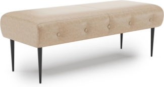 CAVADORE Sitzbank Amba, Trendige Polsterbank 2-sitzig für Küche, Esszimmer oder Wohnküche / Küchenbank passend zum 2-Sitzer Amba / 119 x 52 x 54 / Hochwertiges Mikrofaser: Beige