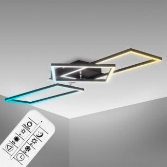 LED Deckenlampe dimmbar CCT Deckenleuchte Fernbedienung schwarz 40W Nachtlicht