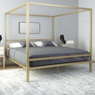 DHP Furniture Modern Canopy Gold Metal Bed Superking