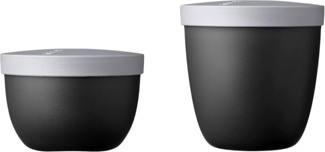 Mepal - Snackpot Duo Pack Ellipse - Praktischer Behälter zur Aufbewahrung & für Transport von Lebensmittel - Tiefkühltauglich - Spülmachinenfest - Black Edition