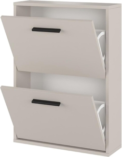 mattfy - Schuhschrank mit 2 Türen, schmaler Schuhschrank, Modell Dagna, Finish in Beige, Maße: 73 cm (H) x 54 cm (B) x 18 cm (T), praktisch und funktional