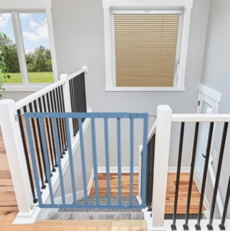 Safetots Treppenschutzgitter zum Verschrauben am oberen Ende der Treppe, Blau, Holz, 63. 5 cm - 105. 5 cm, Holz-Treppenschutzgitter, Schraubbefestigung