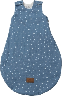 Baby Schlafsack Esel Emmi aus Musselin mit Jerseyfutter, Neugeborenenschlafsack Größe 50/56, jeansblau, TOG 0,50