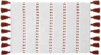Badematte mit Fransen, 50x75 cm, grau, Rot