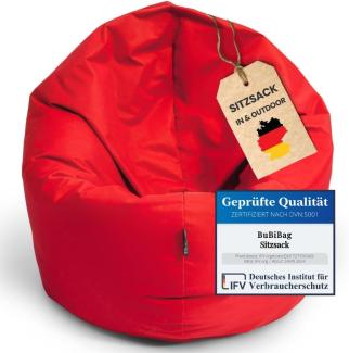 BubiBag XXL Sitzsack, Riesensitzsack für Erwachsene - XXL Sitzsäcke, Sitzkissen oder Gaming Sitzsack, geliefert mit Füllung (145 cm Durchmesser, rot)