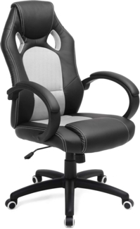 Songmics Racing Stuhl Bürostuhl Gaming Stuhl Chefsessel Drehstuhl PU, schwarz-grau, OBG56BG