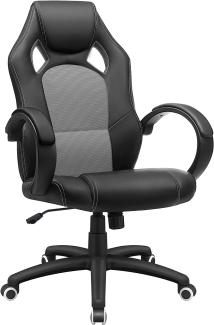 Songmics Racing Stuhl Bürostuhl Gaming Stuhl Chefsessel Drehstuhl PU, schwarz-grau, OBG56BG