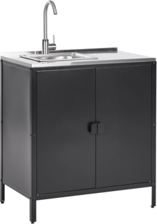 Garten-Küchenschrank mit Spüle Stahl schwarz 80 x 50 x 90 cm VILAMA