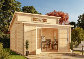 Alpholz Gartenhaus Lausitz ISO Gartenhaus aus Holz Holzhaus mit 40 mm Wandstärke Blockbohlenhaus mit Montagematerial