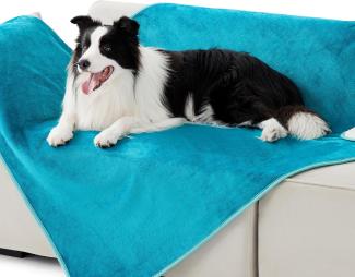 Lesure wasserdichte Hundedecke Grosse Hunde - 152x127cm Outdoor Hundedecke waschbar, Hundedecke Sofaschutz aus Sherpa Fleece, Katzendecke flauschig und weich, Blaugrün