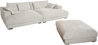 KAWOLA Big-Sofa MADELINE, Couch mit Hocker und 4 Zierkissen Cord verschiedene Farben 290x170 cm