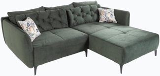 riess-ambiente Ecksofa MARRAKESCH 245cm flaschengrün, Eckcouch · inkl. Kissen · Samt-Bezug