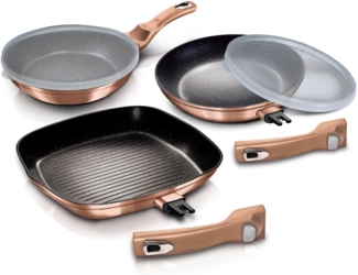 Berlinger Haus Berlinger Haus Set mit 3 Granit-Bratpfannen mit abnehmbarem Griff, 5 Elemente Metallic Line Rose Gold BH7038