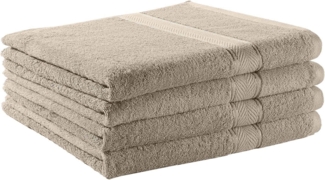 BettwarenShop Handtuch Serie Essential|Duschtuch 4er Pack 70x140 cm| cappuccino