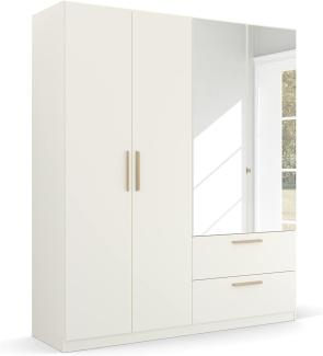 Rauch Möbel Skandi by Quadra Spin Schrank Drehtürenschrank, Weiß, 4-trg. mit Spiegel, inkl. 2 Kleiderstangen, 2 Einlegeböden, 2 Schubkästen, BxHxT 181x210x54 cm