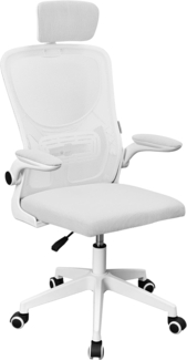MARSGAMING MGC-ERGOPLUS, Professioneller Ergonomischer Stuhl, Dynamische Lendenwirbelstütze, Atmungsaktives Netz, Höhenverstellbar 115 und 125cm, Klappbare Armlehnen, Verstellbare Kopfstütze, Weiß
