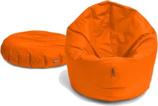 BubiBag Sitzsack für Erwachsene -Indoor Outdoor XL Sitzsäcke, Sitzkissen oder als Gaming Sitzsack, geliefert mit Füllung (125 cm Durchmesser, Neonorange)