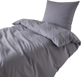 Traumschlaf Seersucker Bettwäsche Uni|Kissenbezug einzeln 40x80 cm| anthrazitTraumschlaf Seersucker Bettwäsche Uni