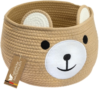 HMF Aufbewahrungskorb Aufbewahrungskorb mit versteckten Griffen, Korb für Kinderzimmer aus Baumwolle, Bär, Honig
