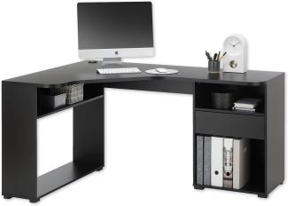 BC 3155 Eckschreibtisch in Schwarz - Moderner Bürotisch Computertisch mit großer Arbeitsfläche und viel Stauraum - 150 x 74 x 50 cm (B/H/T)