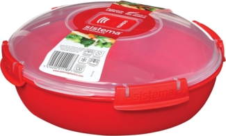 Sistema Microwave runde Mikrowellenschüssel | 1,29 l Mikrowellenbehälter mit Dampfventil | BPA-frei | rot