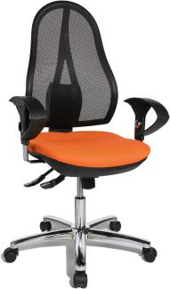 Topstar Open Point SY Deluxe, ergonomischer Syncro-Bandscheiben-Drehstuhl, Bürostuhl, Schreibtischstuhl, inkl. Armlehnen (höhenverstellbar), Stoff, orange