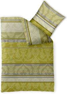 CelinaTex Fashion Bettwäsche 155x220 cm 2teilig Baumwolle Carrie Blumen Streifen Grün Grau Beige