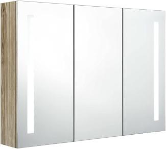 vidaXL LED-Bad-Spiegelschrank 89x14x62 cm Eiche-Optik