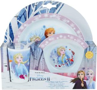 Kinder-Geschirr Set Disney Eiskönigin Frozen 2 Mädchen weiß-rosa 3-teilig