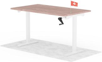 manuell höhenverstellbarer Schreibtisch EASY 140 x 80 cm - Gestell Weiss, Platte Walnuss