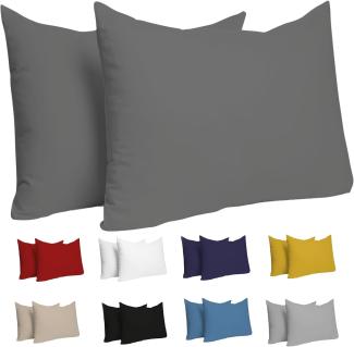 Kissenbezug 40x60 (Set mit 2) - 100% Jersey Baumwolle 150 g/qm Kissenbezüge -Anthrazit - Für Kissen 40x60 cm - Kissenhülle - Kissenbezug - Resistent und Hypoallergen - Dreamzie