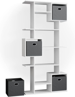 Raumteiler Cube Weiß 92 x 187.7 cm mit 2 Faltboxen Vicco
