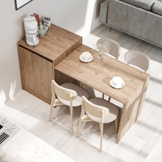 Roomart Küchentisch MILANO (Kücheninsel mit Esstisch, Küchentisch & Küchenschrank), • Weiß • Weiß-Eiche • Eiche • Anthrazit-Eiche