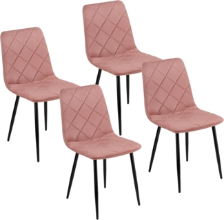 Baroni Home Set mit 4 modernen Stühlen mit Samtbezug und schwarzen Eisenbeinen, Sessel für Wohnzimmer, Schlafzimmer, Esszimmer, Rosa, 52 x 44 x 85 cm, Rosa